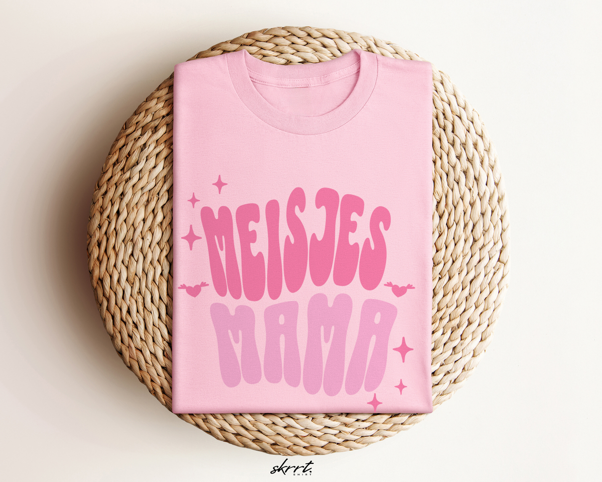 Lichtroze meisjes-T-shirt met roze grafische tekst op de borst, korte mouwen