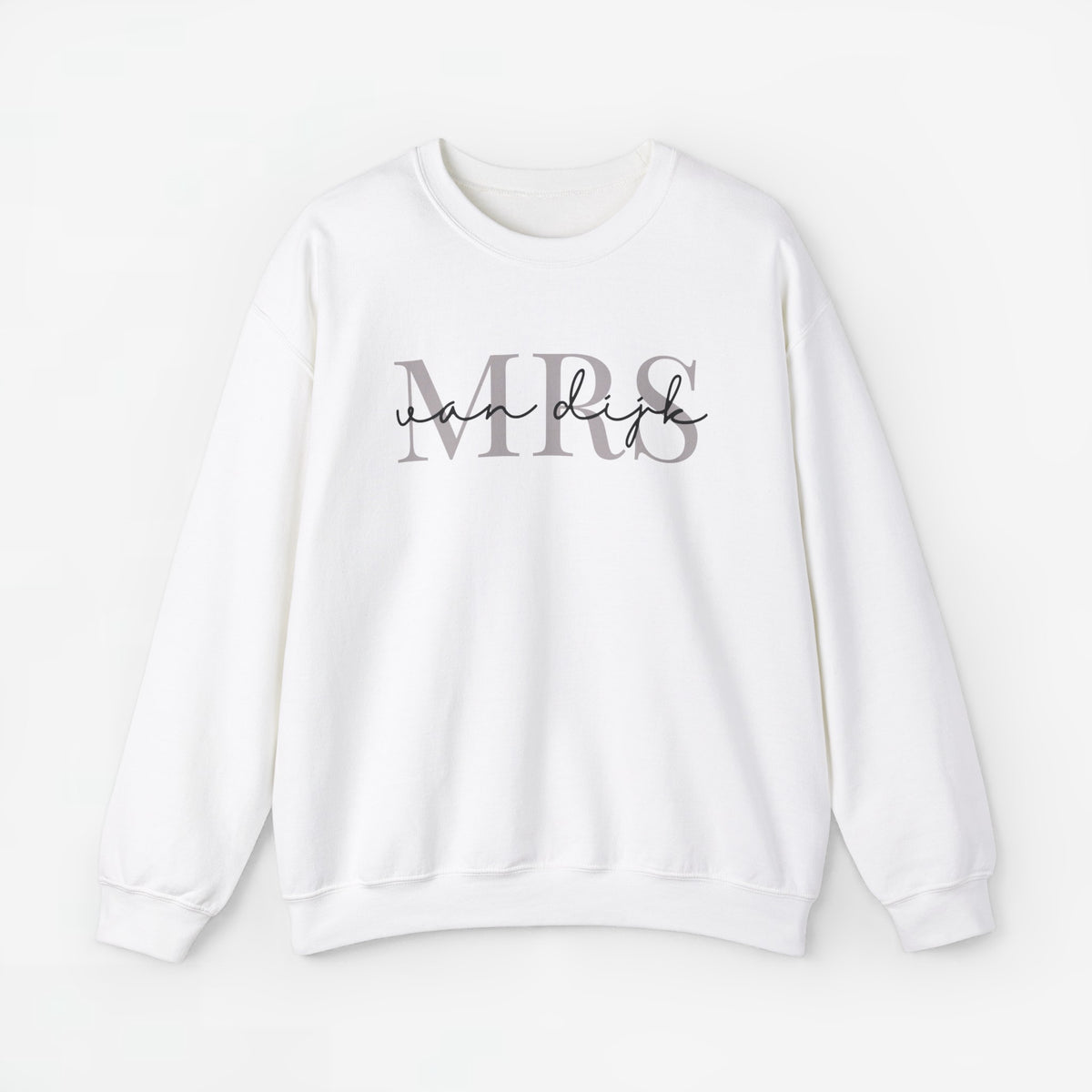 Gepersonaliseerde sweatshirt wit met opdruk “MRS” op de borst