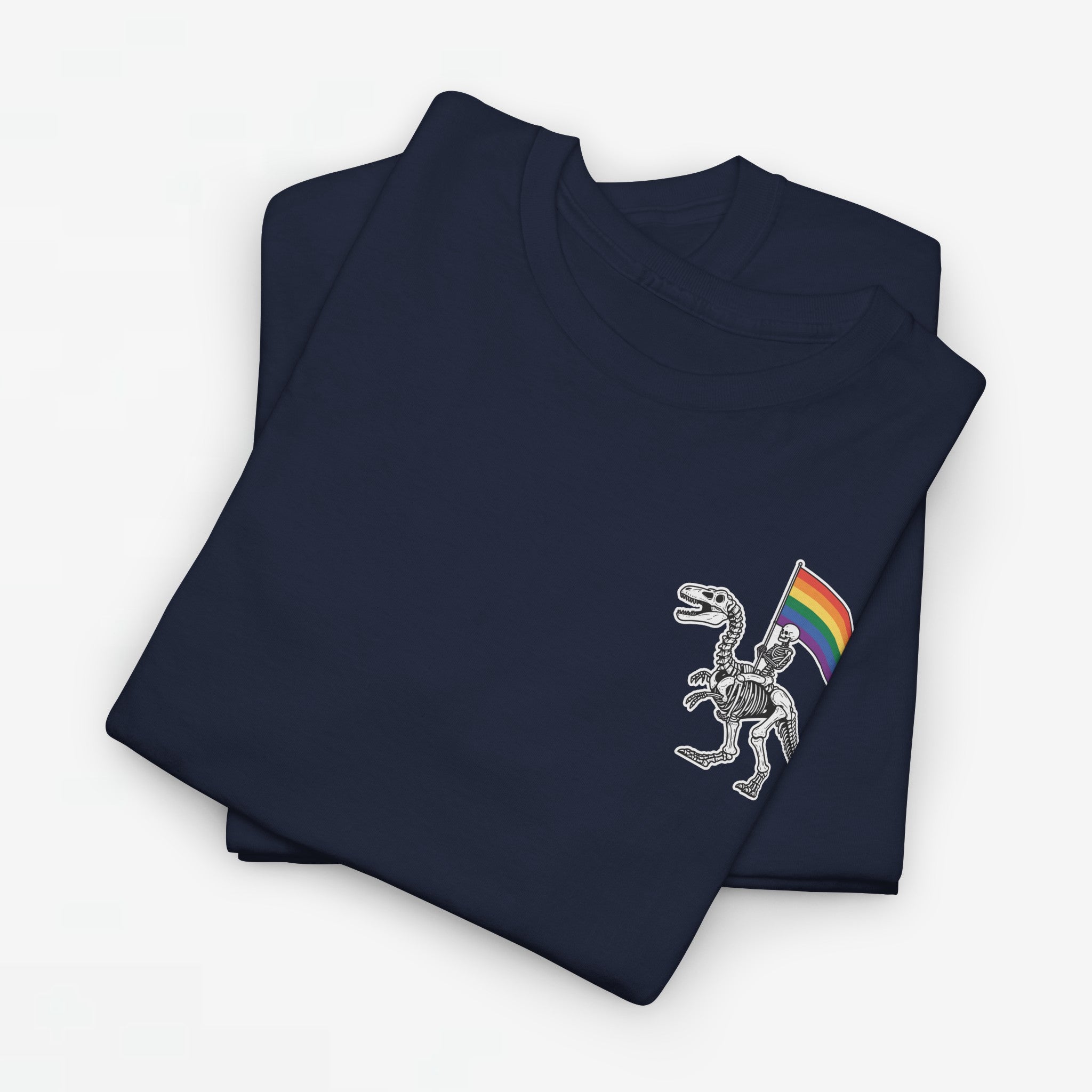 Gay Pride T-shirt - Skelet Dinosaurus Regenboog Pride Vlag - Back Print - Oversized #77
