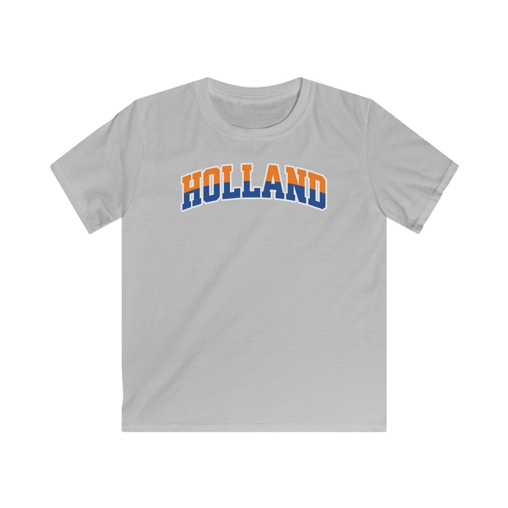 Kind Voetbal T-shirt - EK, WK en Koningsdag Kinderkleding - HOLLAND - oranje en blauwe tekst