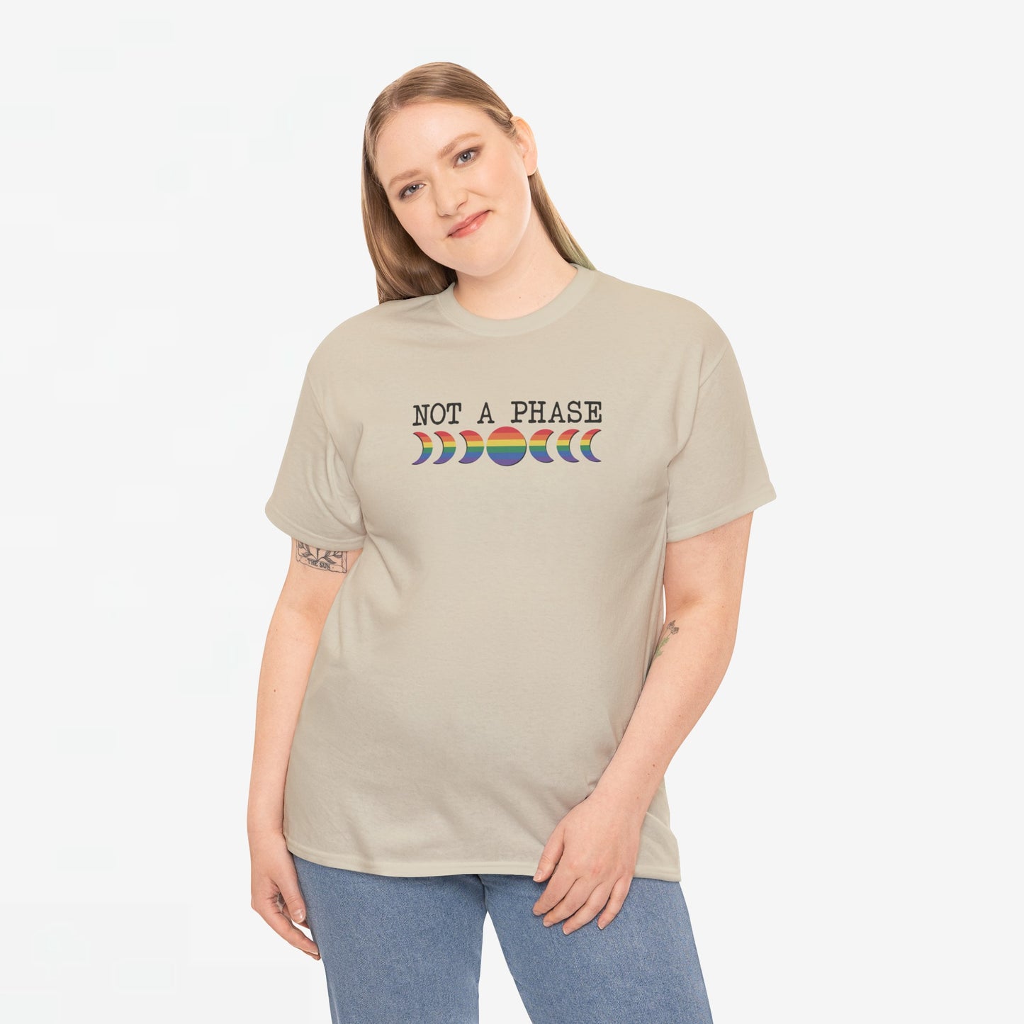 Gay Pride T-shirt - Not a phase (zwarte tekst) - Oversized #3