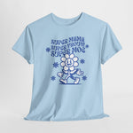Lichtblauwe oversized t-shirt met blauwe ‘Super mama’ tekst en moeder-illustratie