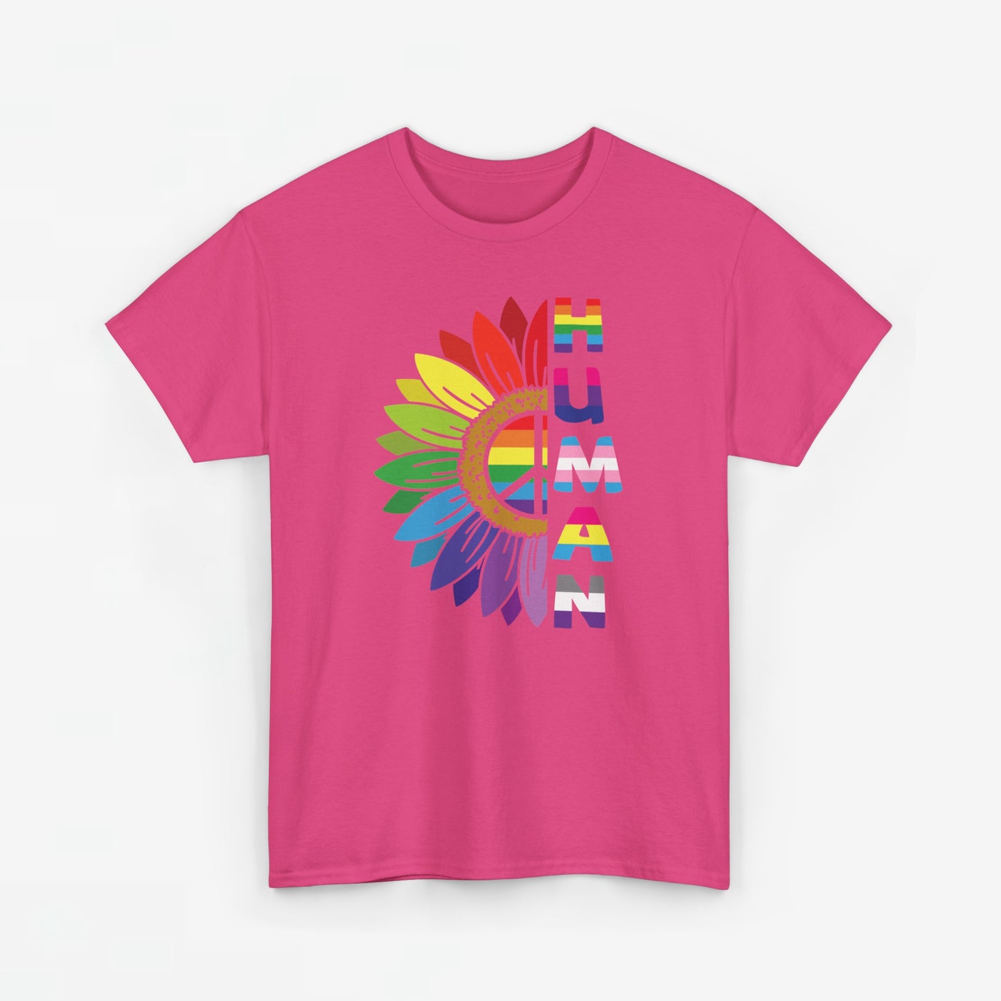 Gay Pride T-shirt - Regenboog Human (witte tekst) - Oversized #4