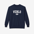 Navy varsity sweatshirt met ronde hals en grote VENLO print op de borst