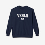 Navy varsity sweatshirt met ronde hals en grote VENLO print op de borst