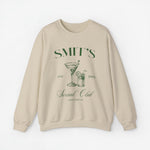 Beigetint sweater met SMIT'S Social Club cocktailprint, ronde hals en lange mouwen