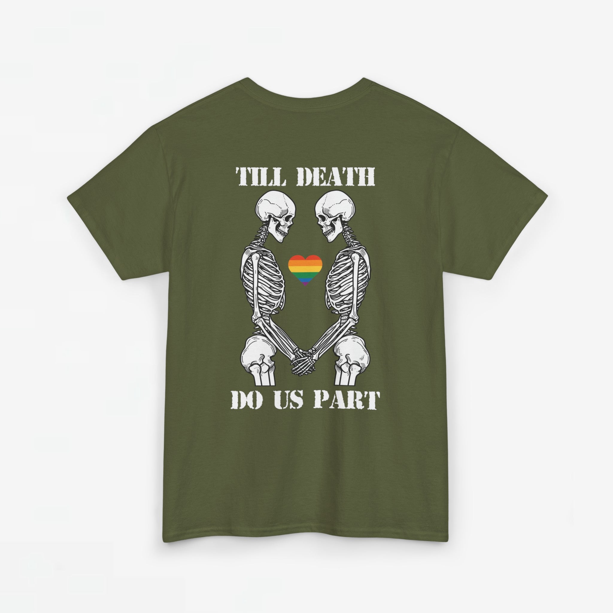 Gay Pride T-shirt - Skelet Echtpaar Till Death Do Us Part - Back Print - Oversized #74
