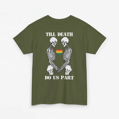 Gay Pride T-shirt - Skelet Echtpaar Till Death Do Us Part - Back Print - Oversized #74