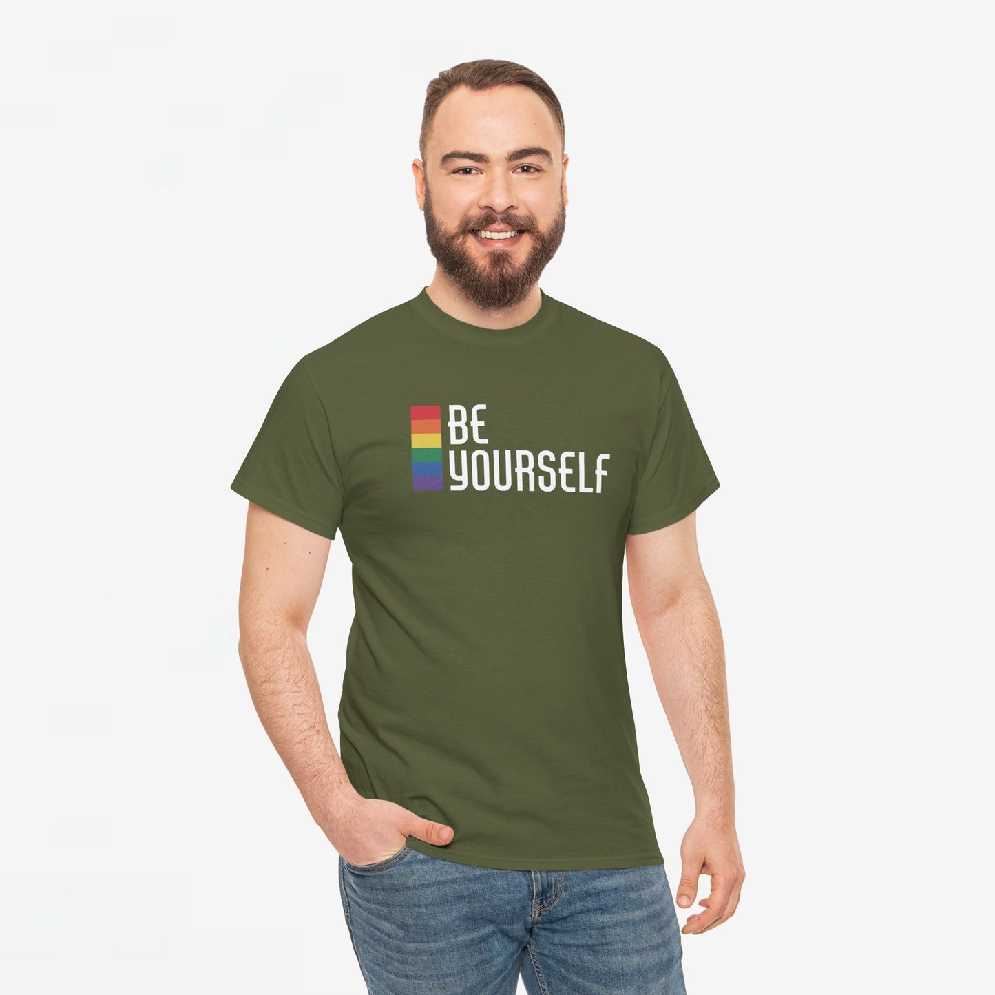 Gay Pride T-shirt - Be Yourself (witte tekst) - Oversized #24