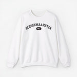 Witte trui met lange mouwen en borstprint “SCHOONMAAKSTER” met “ND”