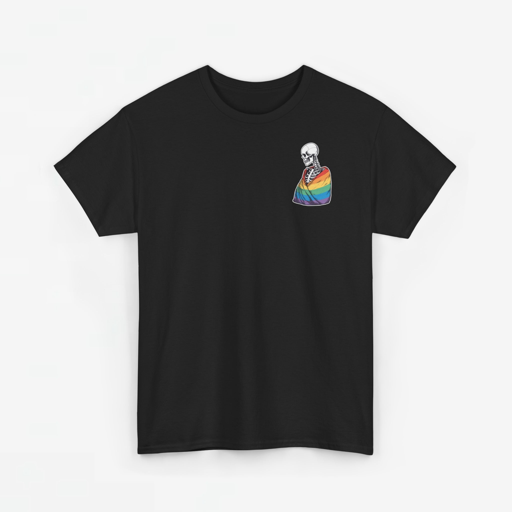 Gay Pride T-shirt - Skelet Regenboog Pride Vlag - Back Print - Oversized #76