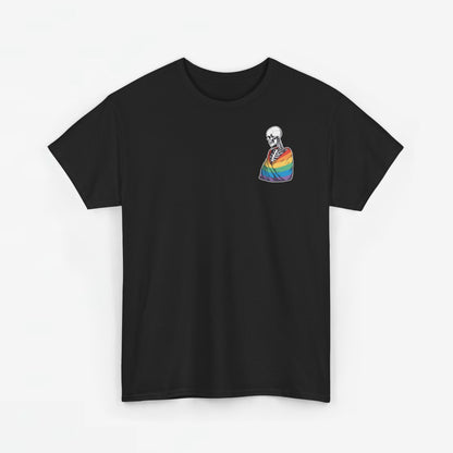 Gay Pride T-shirt - Skelet Regenboog Pride Vlag - Back Print - Oversized #76
