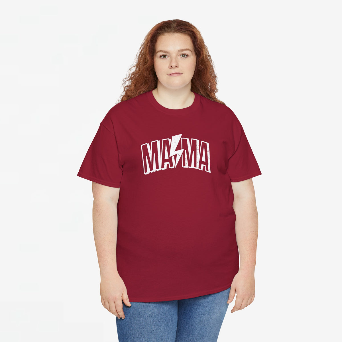 Rode oversized T-shirt met ronde hals en MA*MA tekstprint op borst