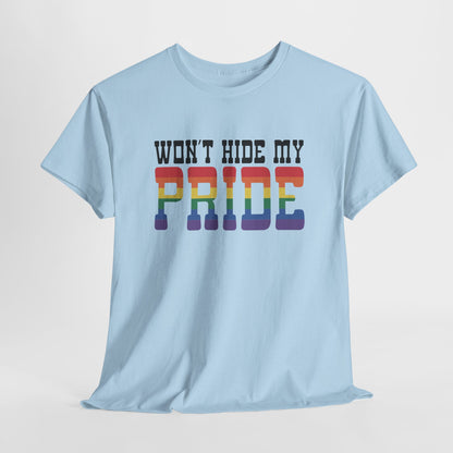 Gay Pride T-shirt - Won't Hide My Pride (zwarte tekst) - Oversized #27