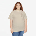 T-shirt met bloemenprint op de borst, beige, korte mouwen