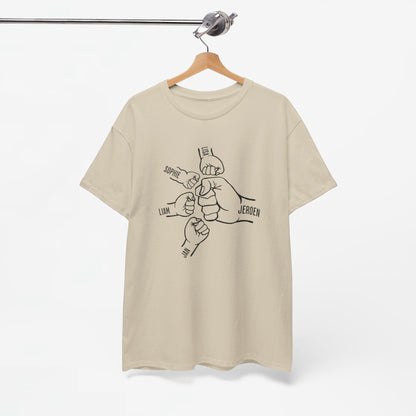 Gepersonaliseerde Vaderdag Papa Cadeau - T-shirt - Fist Bump Papa met namen