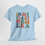 Lichtblauwe oversized T-shirt met ronde hals en grote gekleurde tekstprint op de borst