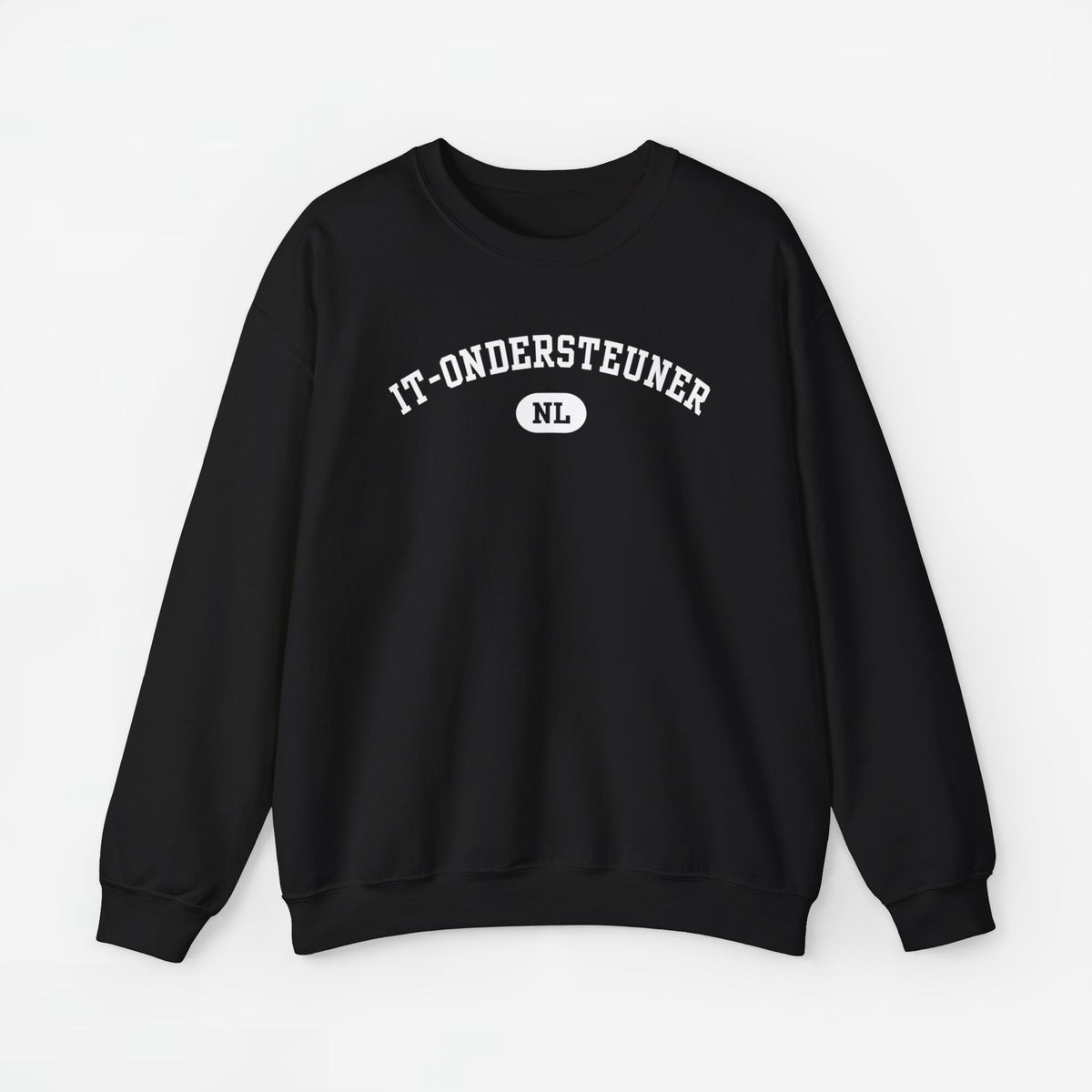 Zwarte sweater met ronde hals en borstprint, lange mouwen