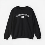 Zwarte sweater met ronde hals en borstprint, lange mouwen