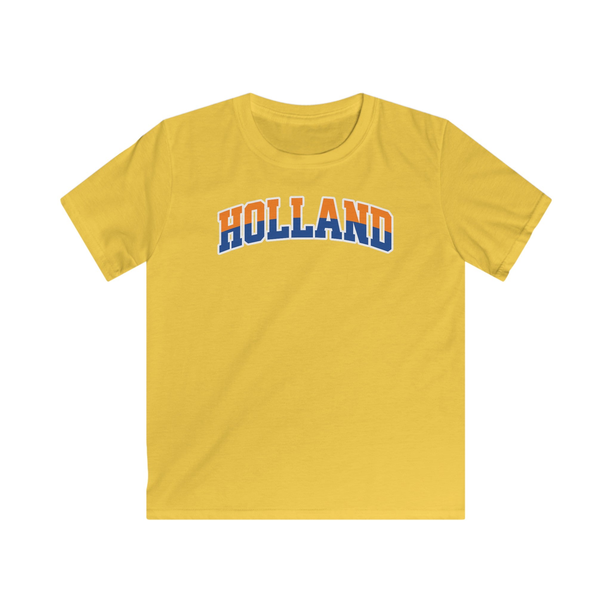 Kind Voetbal T-shirt - EK, WK en Koningsdag Kinderkleding - HOLLAND - oranje en blauwe tekst