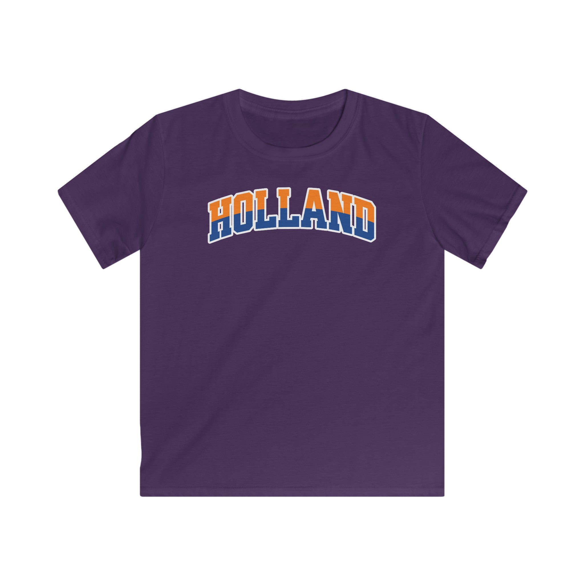 Kind Voetbal T-shirt - EK, WK en Koningsdag Kinderkleding - HOLLAND - oranje en blauwe tekst