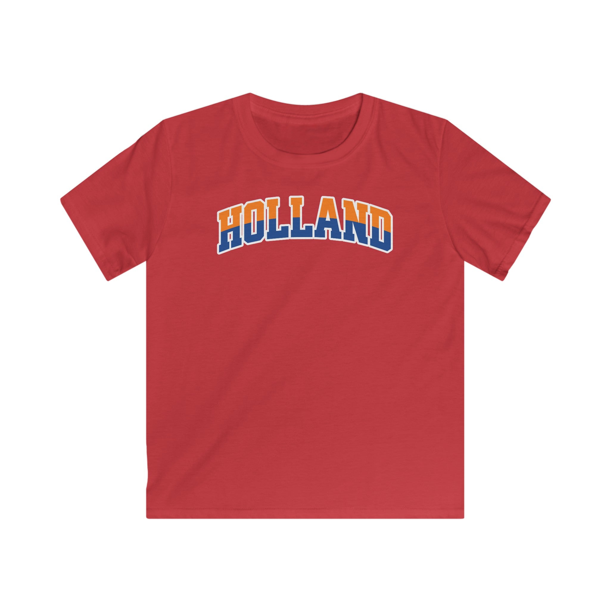Kind Voetbal T-shirt - EK, WK en Koningsdag Kinderkleding - HOLLAND - oranje en blauwe tekst