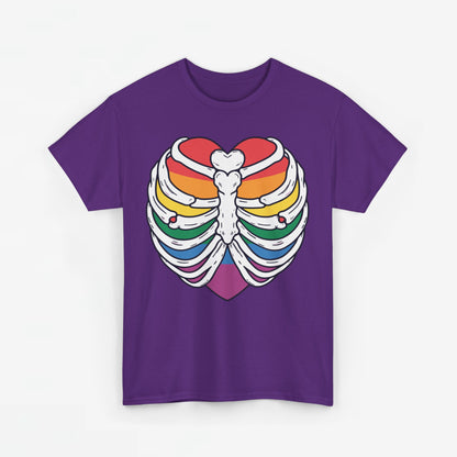 Gay Pride T-shirt - Skelet Regenbooghart - Oversized #67