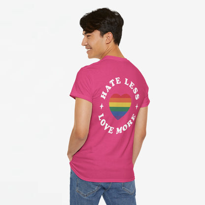 Gay Pride T-shirt - Hate Less Love More - Back Print - Oversized #14