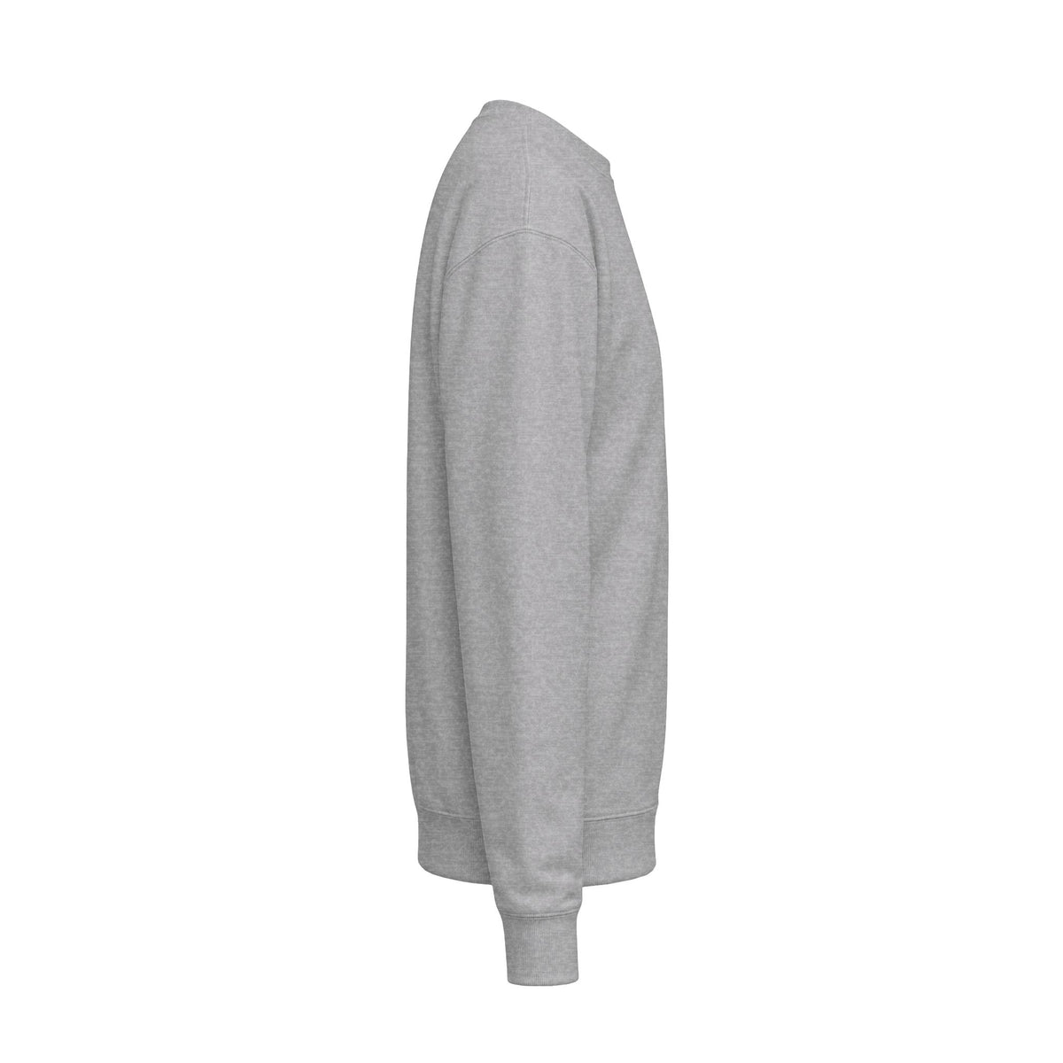 Sport grey varsity sweater, andere zijde; ronde hals en geribde boorden
