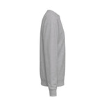 Sport grey varsity sweater, andere zijde; ronde hals en geribde boorden