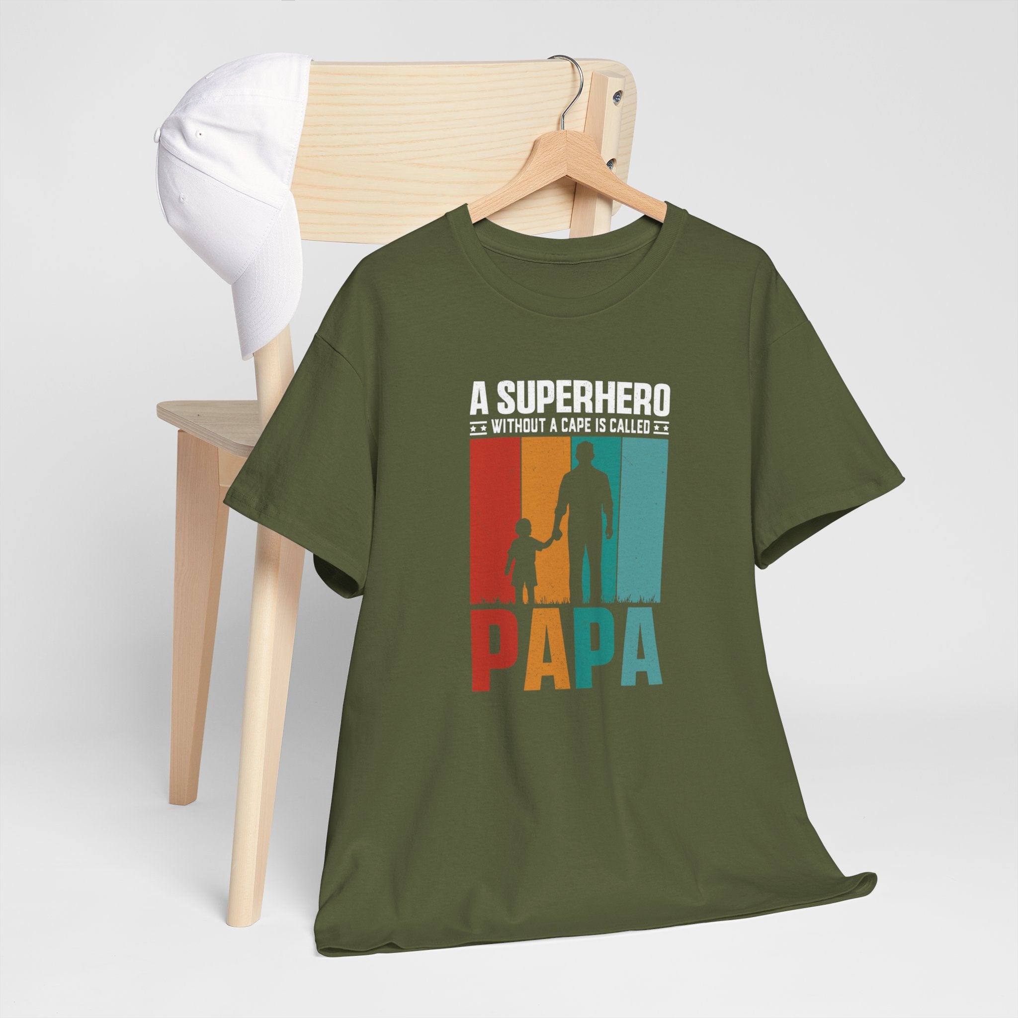 Vaderdag Papa Cadeau - T-shirt - A Superhero without a cape is called PAPA - Oversized #24