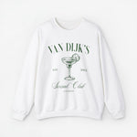 Witte sweatshirt met ronde hals en opdruk van cocktailglas met tekst