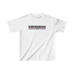 Wit kinder T-shirt met voorprint "KONINGSDAG 2024" en ronde hals