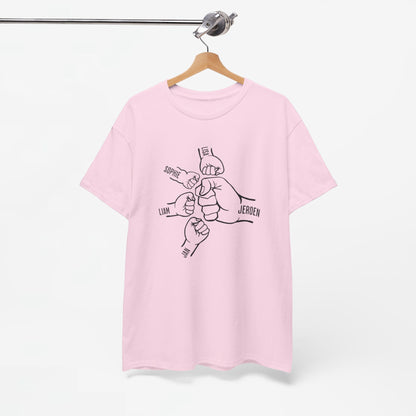 Gepersonaliseerde Vaderdag Papa Cadeau - T-shirt - Fist Bump Papa met namen