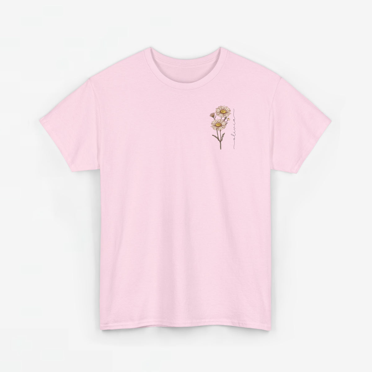 Roze T-shirt met kleine bloemetjesprint op de borst