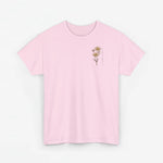 Roze T-shirt met kleine bloemetjesprint op de borst