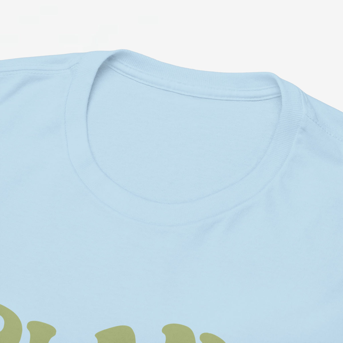 Lichtblauwe T-shirt halsboord met zachte stof en zichtbare stiksels
