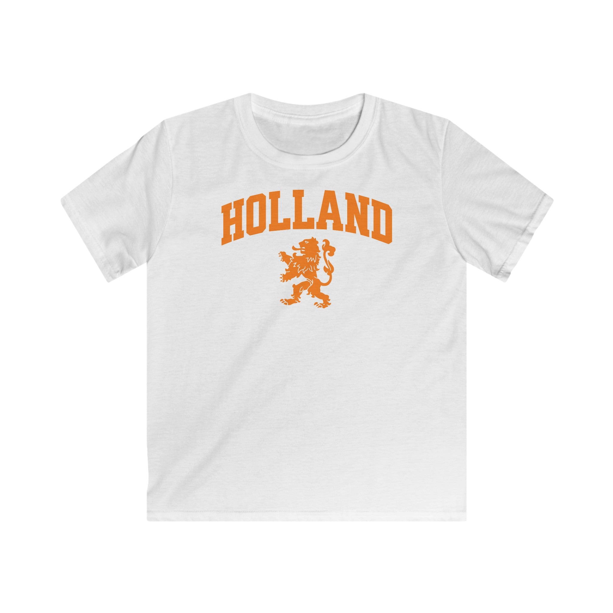 Kind Voetbal T-shirt - EK, WK en Koningsdag Kinderkleding- Personaliseer met Naam & Rugnummer - HOLLAND met Leeuw
