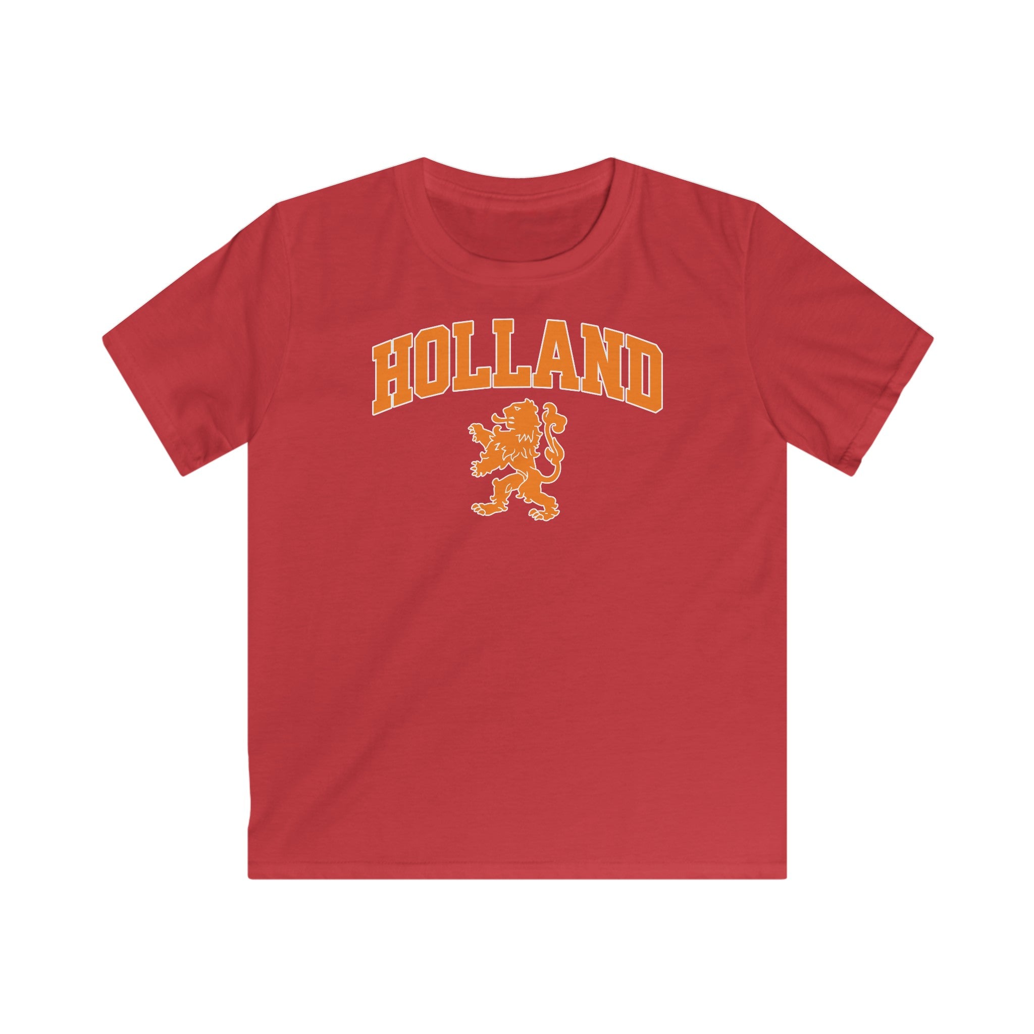 Kind Voetbal T-shirt - EK, WK en Koningsdag Kinderkleding- Personaliseer met Naam & Rugnummer - HOLLAND met Leeuw