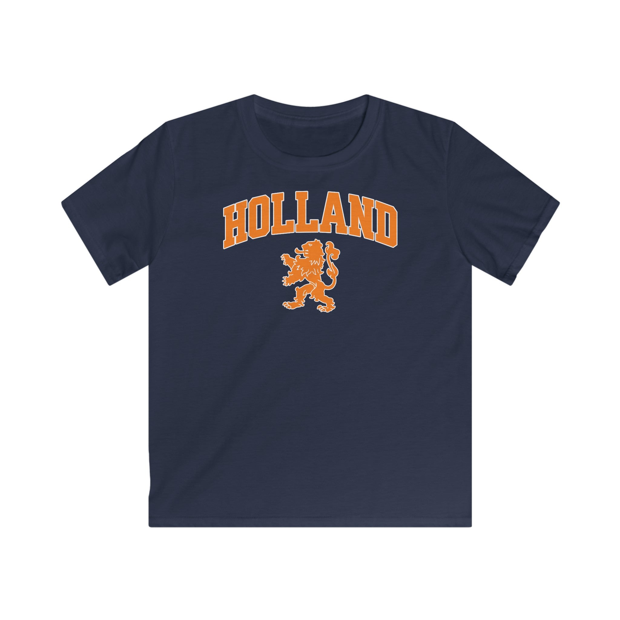 Kind Voetbal T-shirt - EK, WK en Koningsdag Kinderkleding- Personaliseer met Naam & Rugnummer - HOLLAND met Leeuw