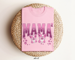 Roze oversized T-shirt met grote MAMA-print en katten-illustraties