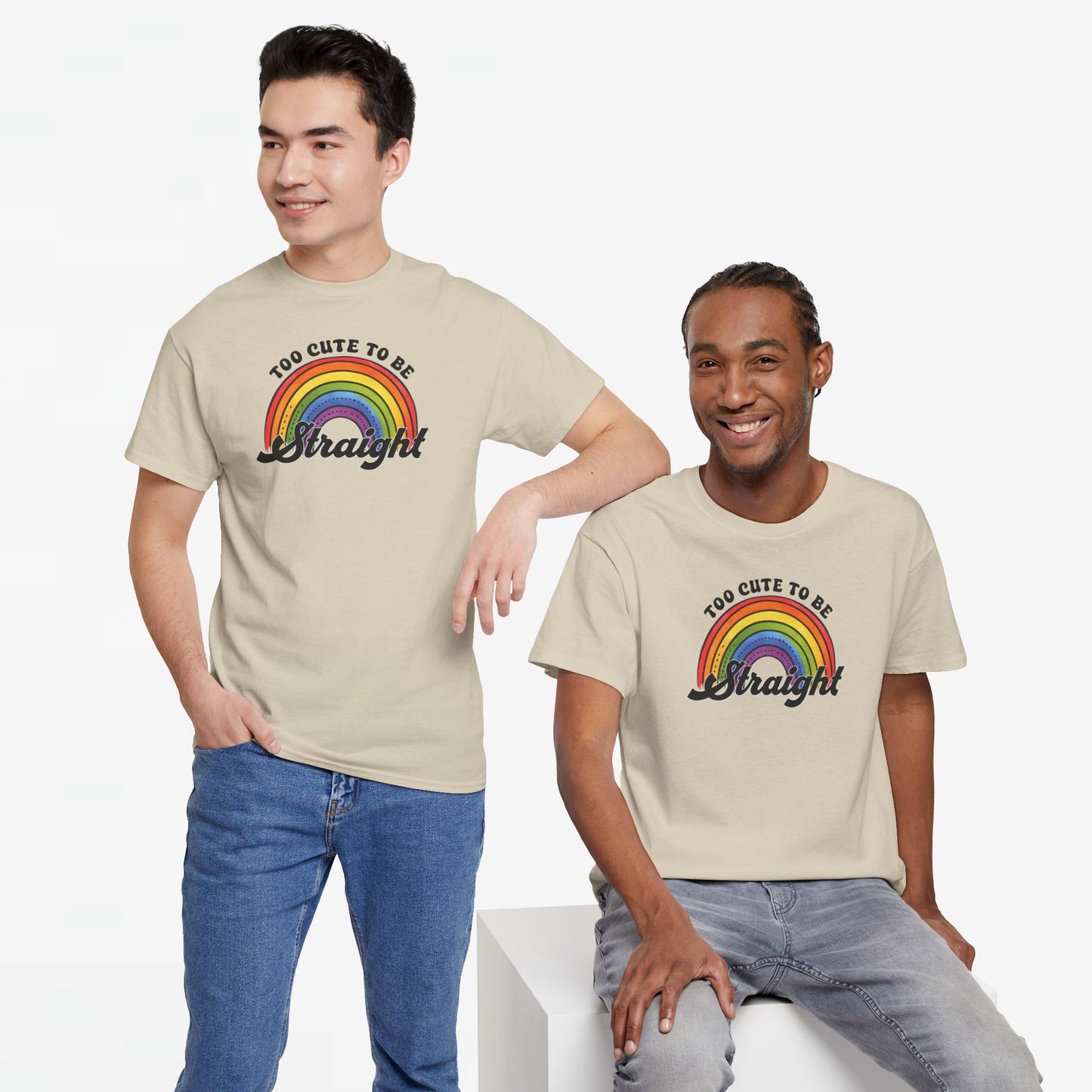 Gay Pride T-shirt - Too Cute To Be Straight - Oversized #36