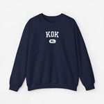 Sweater met ronde hals in donkerblauw en borstprint “KOK”