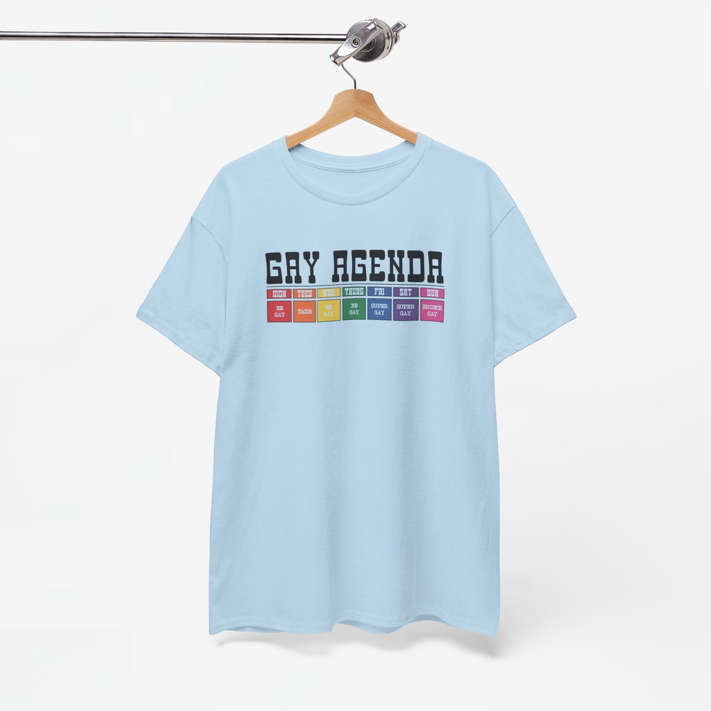 Gay Pride T-shirt - Gay Agenda (zwarte tekst) - Oversized #18