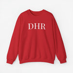 Rode sweatshirt met opdruk DHR, ronde hals en lange mouwen.