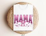 Witte oversized T-shirt met roze MAMA-print en cartoonkat met sterren en hartjes