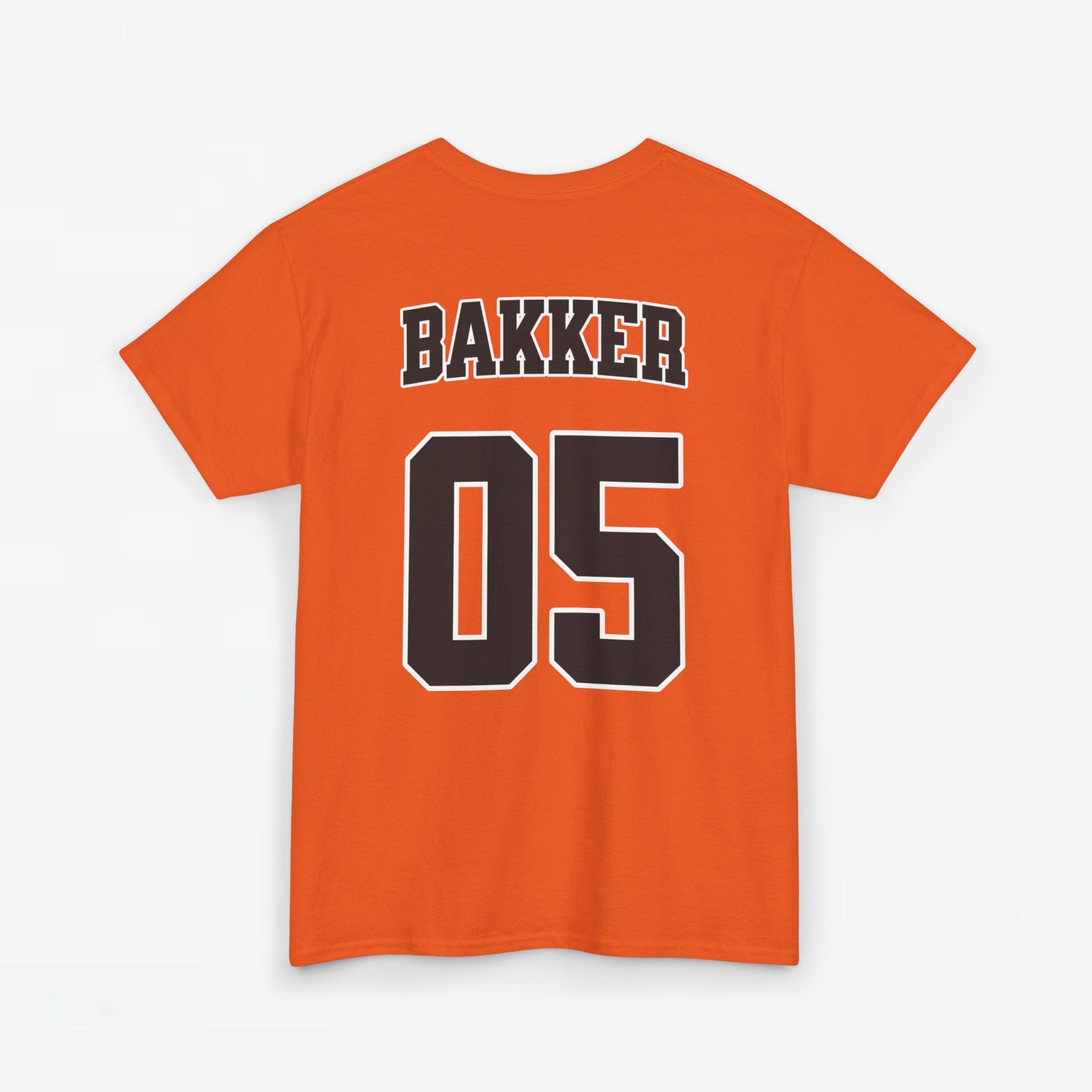 Oranje T-shirt voor EK, WK en Koningsdag - Personaliseer met Naam & Rugnummer - ORANJE met Leeuw (zwarte tekst)