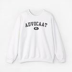 Witte sweatshirt met ronde hals en grote 'Advocaat' print op de borst