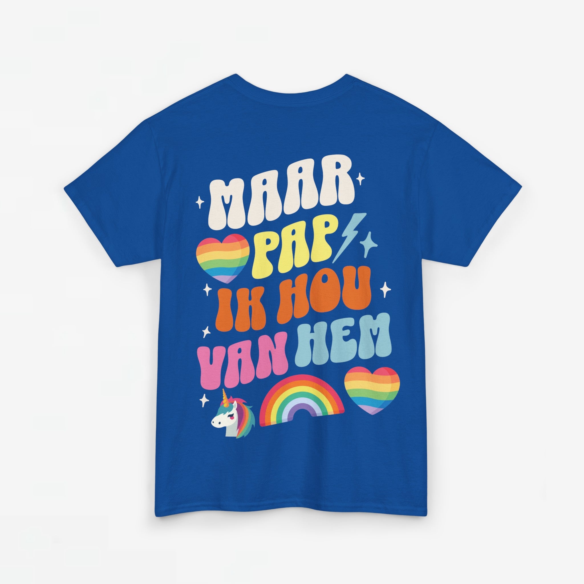 Gay Pride T-shirt -  Maar Pap, Ik Hou Van Hem Eenhoorn - Back Print  - Oversized Tee