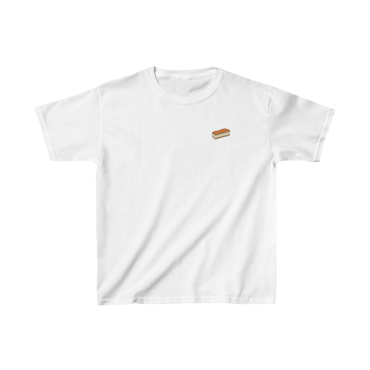 Wit kinder T-shirt met klein rechthoekig icoon op de borst